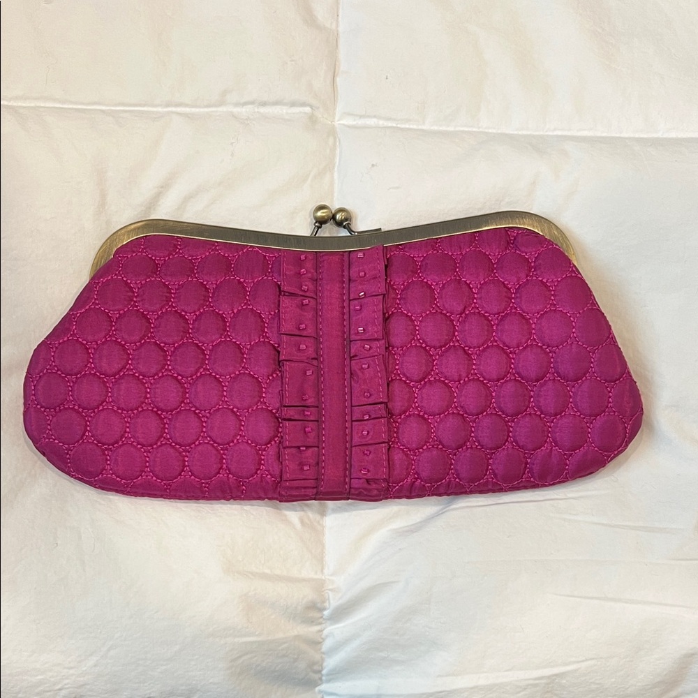Magenta ruffled clutch/shoulder bag